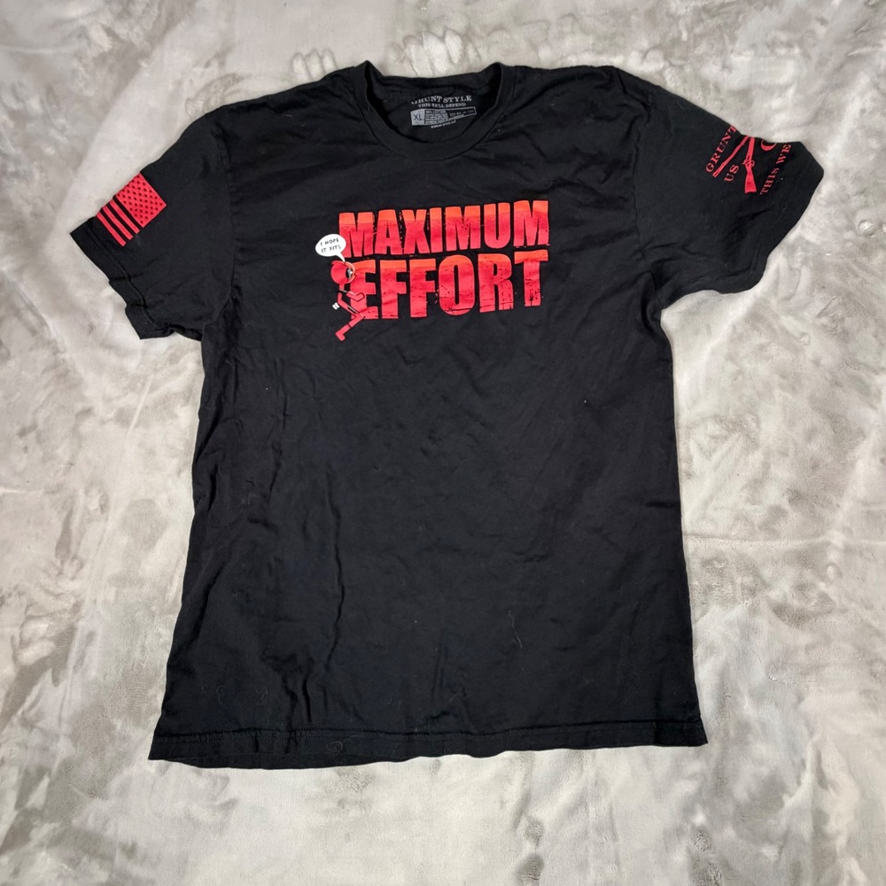 Grunt Style Mens Maximum Effort Graphic T-Shirt Black XL Cotton Short Sleeve